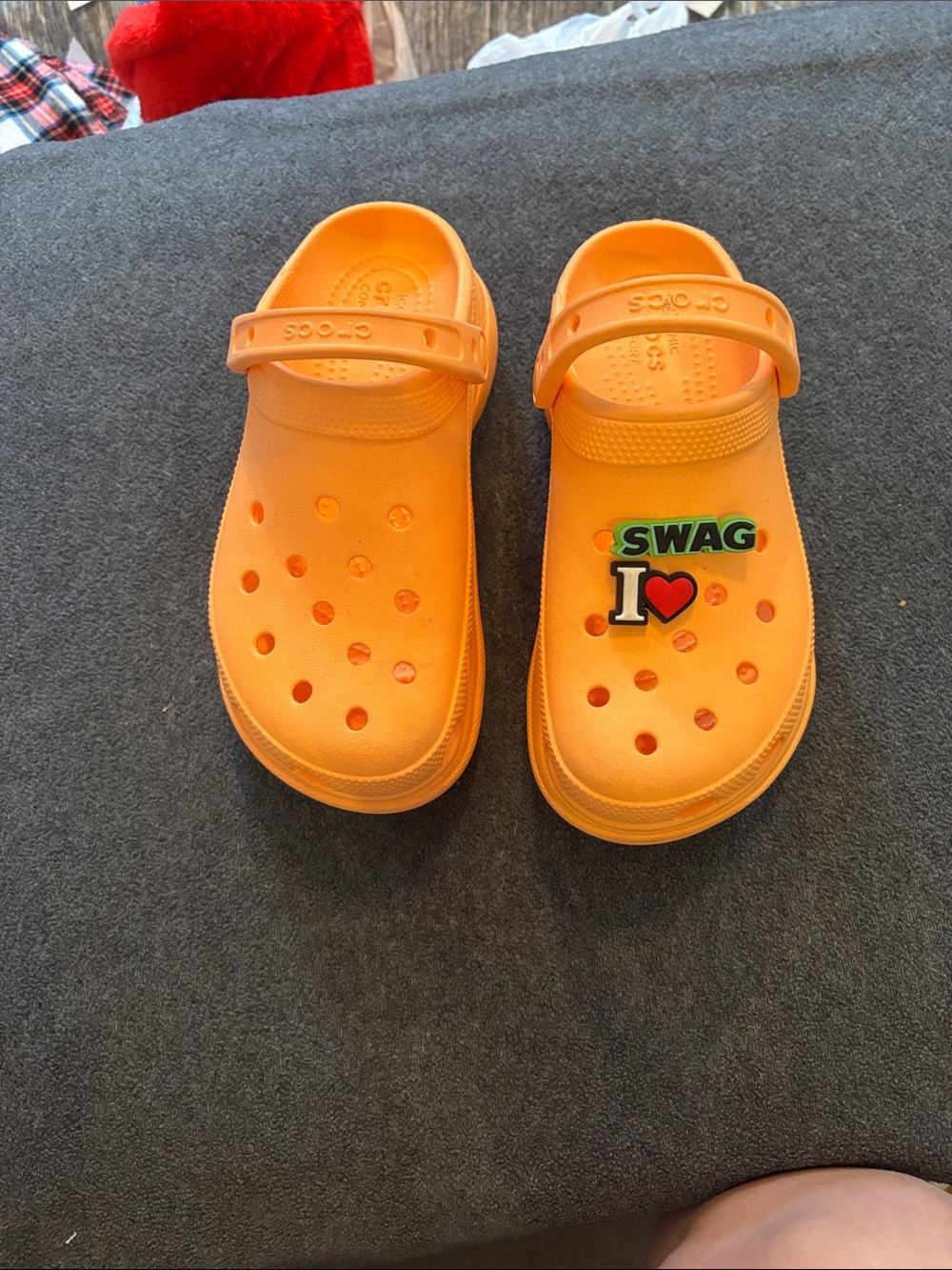 CROCS Orange BAE Clogs with SWAG & Heart Charms